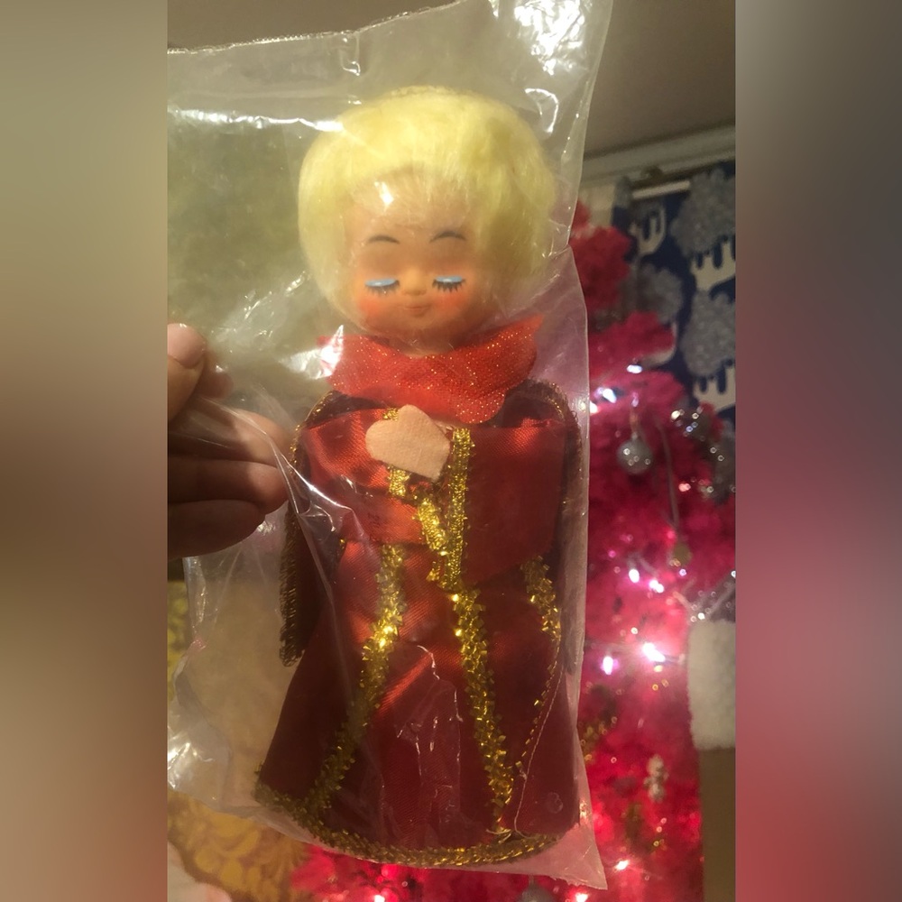Red and Gold angel vintage tree topper